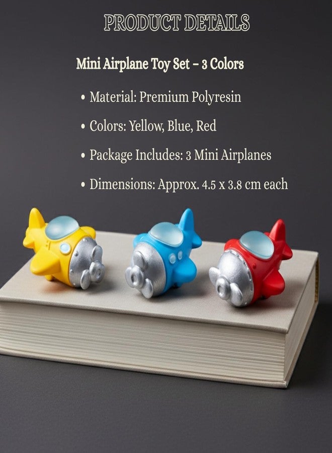 ascension Set of 3 Miniature Airplane Showpiece Perfect for Home Garden and Fairy Gardens Cake Toppers Decoration Unique Gift Idea for Kids Dollhouse Miniatures for Home Decor Kids Gift Item - Image 4